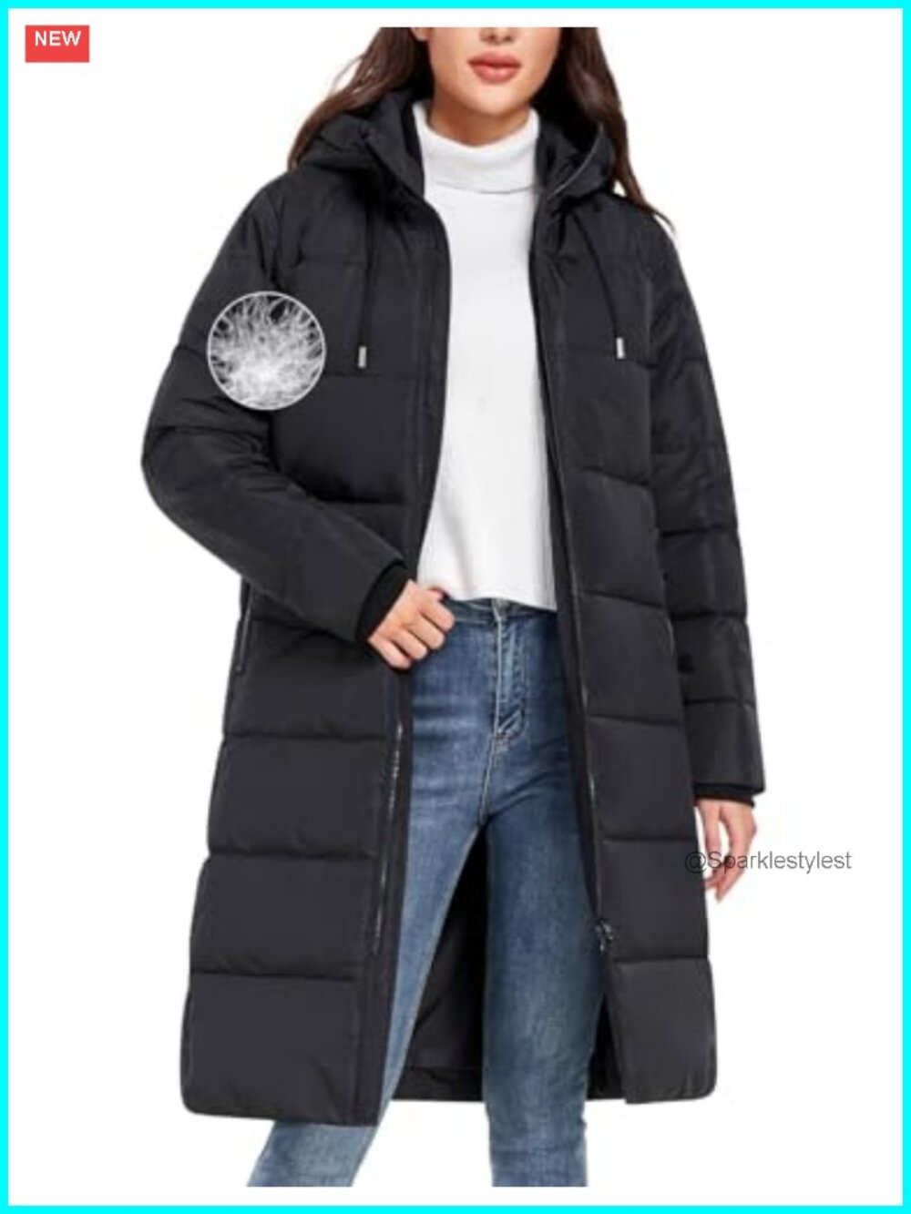 Women's Long Puffer Coat Duck Down Feather SBS Zip Hooded